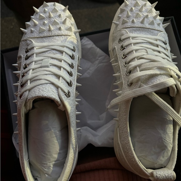 NEW White Spiked Red Bottoms Size 12